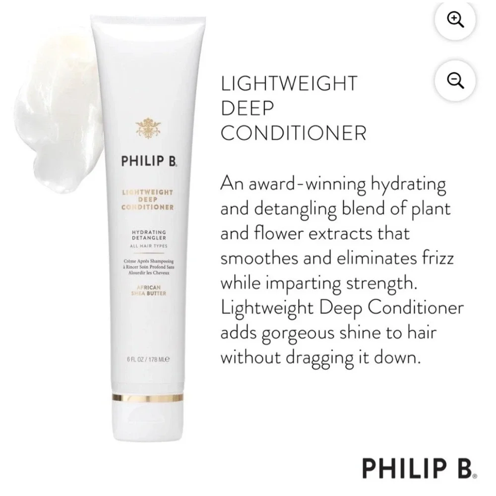 PHILIP B Lightweight Deep Conditioner 6oz Hydrating Detangler Hair Care All Type